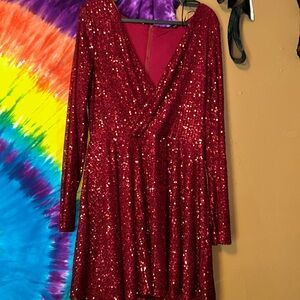 Red, sequin ,Fashion Nova dress